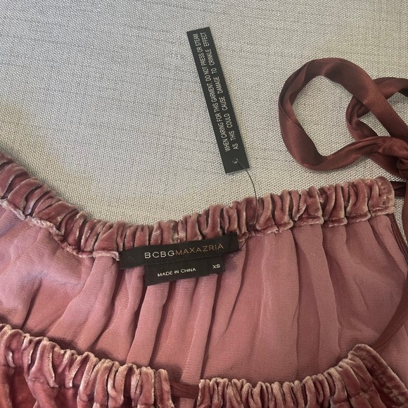 NWT BCBG MaxAzria Rosetta Velvet Sleeve Less Tie Dress. Size XS - Picture 3 of 9